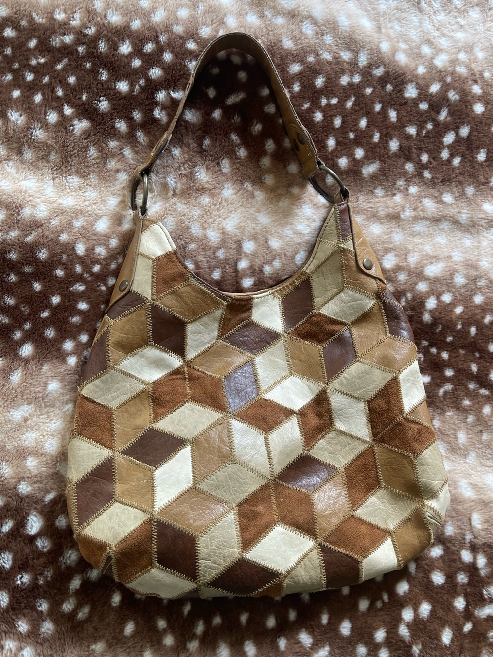 Vinyl patchwork hobo purse